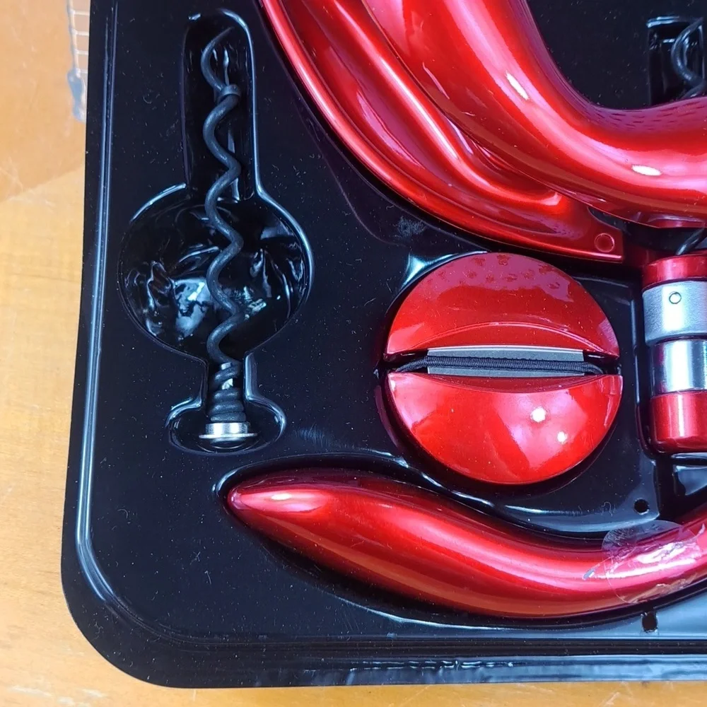 Houdini red lever corkscrew foil cutter spare spiral wine bottle opener kit